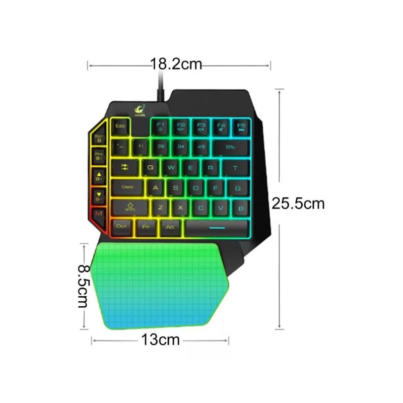 Teclado Gamer Uma Mão RGB LED Single Handed