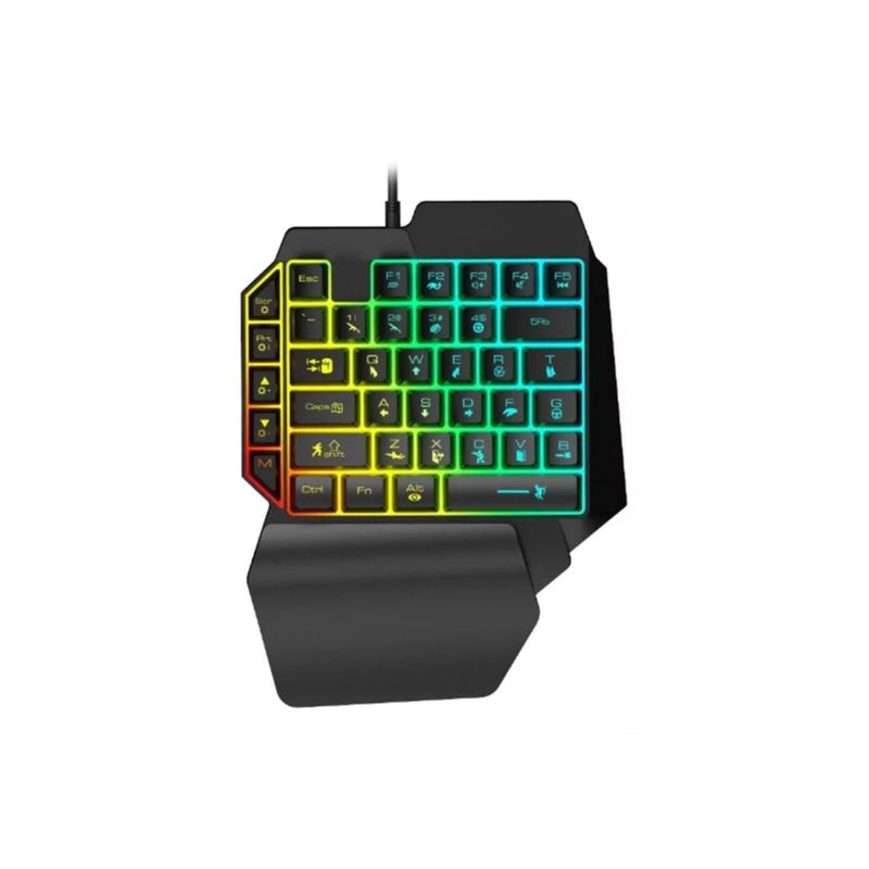 Teclado Gamer Uma Mão RGB LED Single Handed
